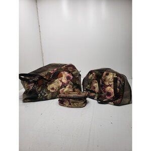 Avon Autumn Rose Travel Set Duffle Bag Satchel & Make Up Bag Set Of 3 Pre Owned